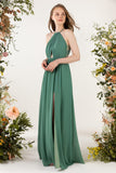 A-Line Sweep-Brush Train Chiffon Bridesmaid Dress CB0451 - COCOMELODY