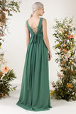 A-Line Sweep-Brush Train Chiffon Bridesmaid Dress CB0452 - COCOMELODY
