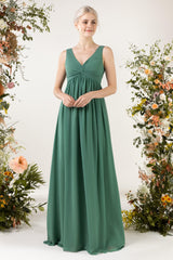 A-Line Sweep-Brush Train Chiffon Bridesmaid Dress CB0452 - COCOMELODY