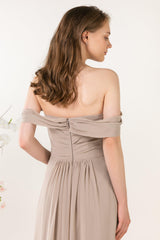 A-Line Sweep-Brush Train Chiffon Bridesmaid Dress CB0454 - COCOMELODY