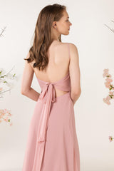 Sheath Sweep-Brush Train Chiffon Bridesmaid Dress CB0457 - COCOMELODY