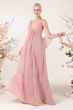 A-Line Sweep-Brush Train Chiffon Bridesmaid Dress CB0458 - COCOMELODY