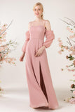 Trumpet Sweep-Brush Train Chiffon Bridesmaid Dress CB0459 - COCOMELODY