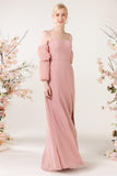 Trumpet Sweep-Brush Train Chiffon Bridesmaid Dress CB0459 - COCOMELODY