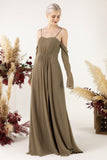 A-Line Sweep-Brush Train Chiffon Bridesmaid Dress CB0460 - COCOMELODY