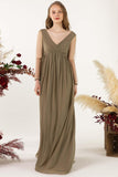 A-Line Sweep-Brush Train Chiffon Bridesmaid Dress CB0461 - COCOMELODY