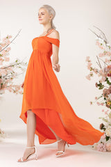 Asymmetrical Sweep Train Chiffon Bridesmaid Dress CB0464 - COCOMELODY