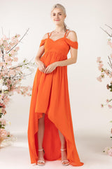 Asymmetrical Sweep Train Chiffon Bridesmaid Dress CB0464 - COCOMELODY