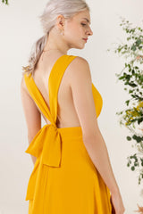 A-Line Sweep-Brush Train Chiffon Bridesmaid Dress CB0467 - COCOMELODY