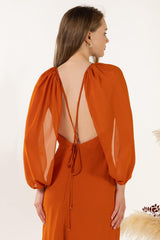 Sheath Sweep-Brush Train Chiffon Bridesmaid Dress CB0469 - COCOMELODY