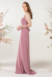 Sheath Sweep-Brush Train Chiffon Bridesmaid Dress CB0472 - COCOMELODY