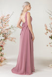 A-Line Sweep-Brush Train Chiffon Bridesmaid Dress CB0473 - COCOMELODY