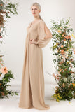 A-Line Sweep-Brush Train Chiffon Bridesmaid Dress CB0479 - COCOMELODY