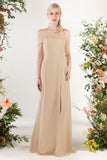 Trumpet Sweep-Brush Train Chiffon Bridesmaid Dress CB0480 - COCOMELODY