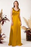 Sheath Sweep Luxe Satin Bridesmaid Dress Formal Dresses CB0496 - COCOMELODY
