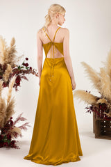 Sheath Sweep Luxe Satin Bridesmaid Dress Formal Dresses CB0498 - COCOMELODY
