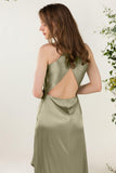 Sheath Sweep Luxe Satin Bridesmaid Dress Formal Dresses CB0499 - COCOMELODY