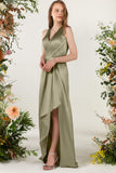 Sheath Sweep Acetate Satin Bridesmaid Dress CB0499CR - COCOMELODY