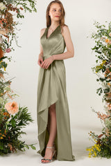 Sheath Sweep Luxe Satin Bridesmaid Dress Formal Dresses CB0499 - COCOMELODY