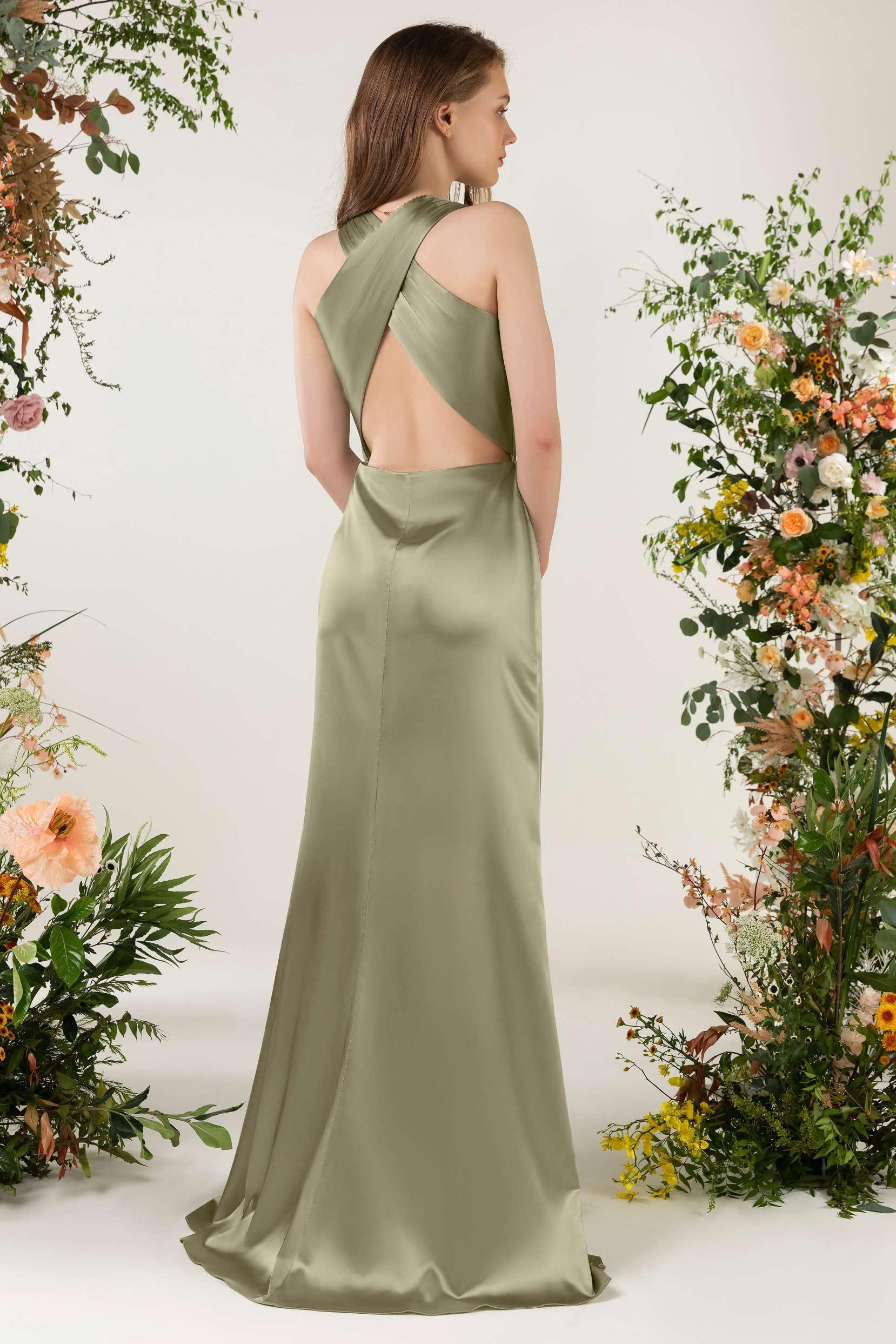 Sheath Sweep Luxe Satin Bridesmaid Dress Formal Dresses CB0499 - COCOMELODY