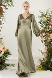 Trumpet Luxe Satin Bridesmaid Dress Formal Dresses CB0500 - COCOMELODY