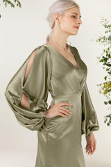 Trumpet Luxe Satin Bridesmaid Dress Formal Dresses CB0500 - COCOMELODY