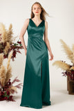 Sheath Sweep Luxe Satin Bridesmaid Dress Formal Dresses CB0502 - COCOMELODY