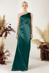 Sheath Sweep Luxe Satin Bridesmaid Dress Formal Dresses CB0503 - COCOMELODY