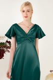Sheath Sweep Luxe Satin Bridesmaid Dress Formal Dresses CB0504 - COCOMELODY