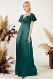Sheath Sweep Luxe Satin Bridesmaid Dress Formal Dresses CB0504 - COCOMELODY