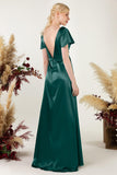 Sheath Sweep Luxe Satin Bridesmaid Dress Formal Dresses CB0504 - COCOMELODY