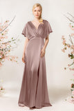 Sheath Sweep Luxe Satin Bridesmaid Dress Formal Dresses CB0505PS - COCOMELODY
