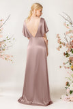 Sheath Sweep Luxe Satin Bridesmaid Dress Formal Dresses CB0505PS - COCOMELODY