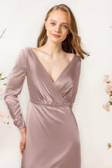 Sheath Sweep Luxe Satin Bridesmaid Dress Formal Dresses CB0506 - COCOMELODY