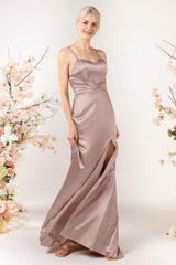 Sheath Luxe Satin Bridesmaid Dress Formal Dresses CB0507 - COCOMELODY