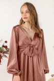A-Line Sweep Luxe Satin Bridesmaid Dress Formal Dresses CB0508 - COCOMELODY