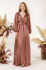 A-Line Sweep Luxe Satin Bridesmaid Dress Formal Dresses CB0508 - COCOMELODY