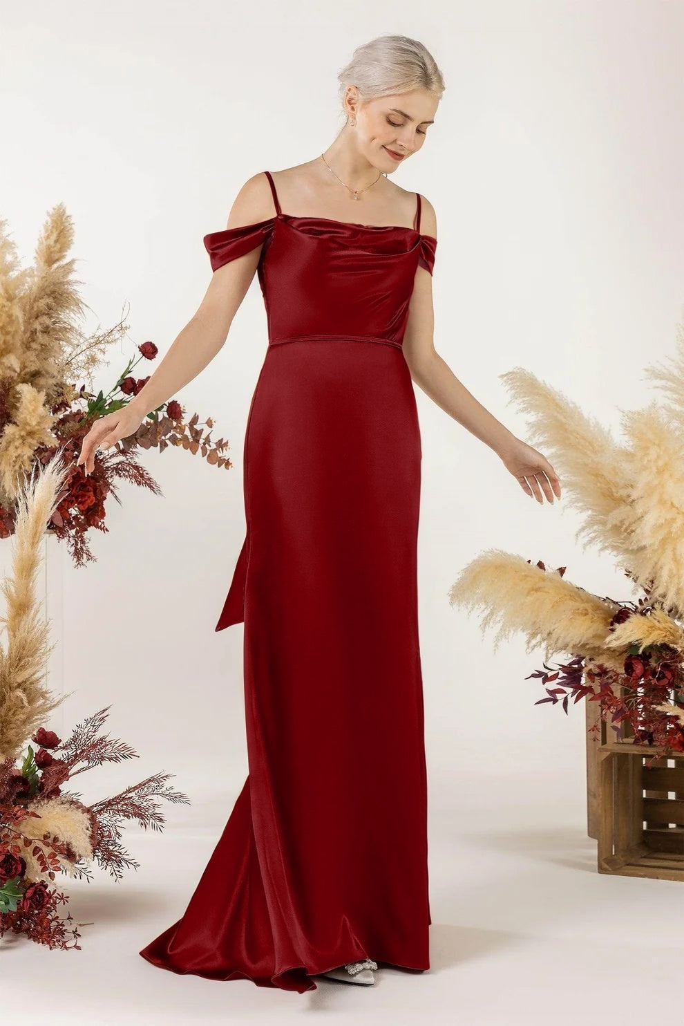 Trumpet Luxe Satin Bridesmaid Dress Formal Dresses CB0509