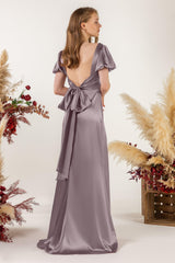 Sheath Sweep Luxe Satin Bridesmaid Dress Formal Dresses CB0511 - COCOMELODY