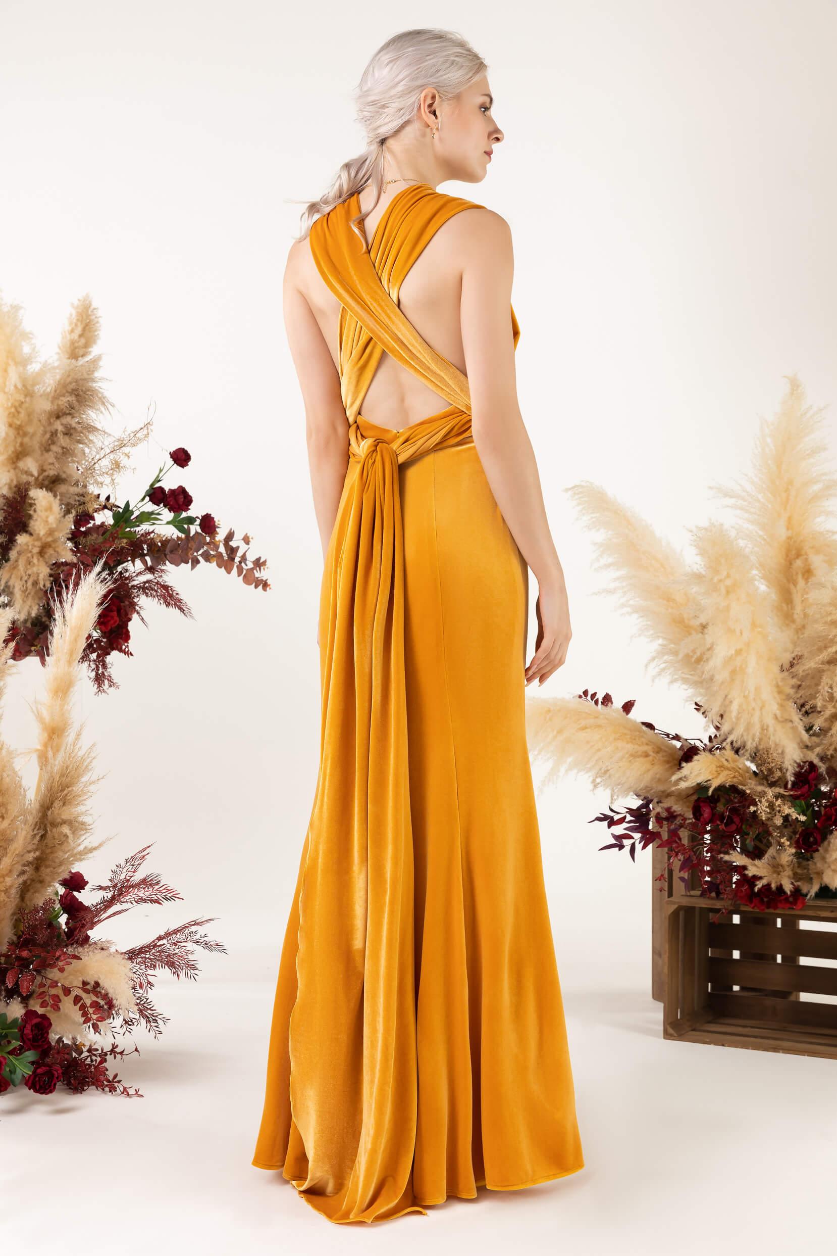 Trumpet Sweep-Brush Train Velvet Bridesmaid Dress CB0515 - COCOMELODY