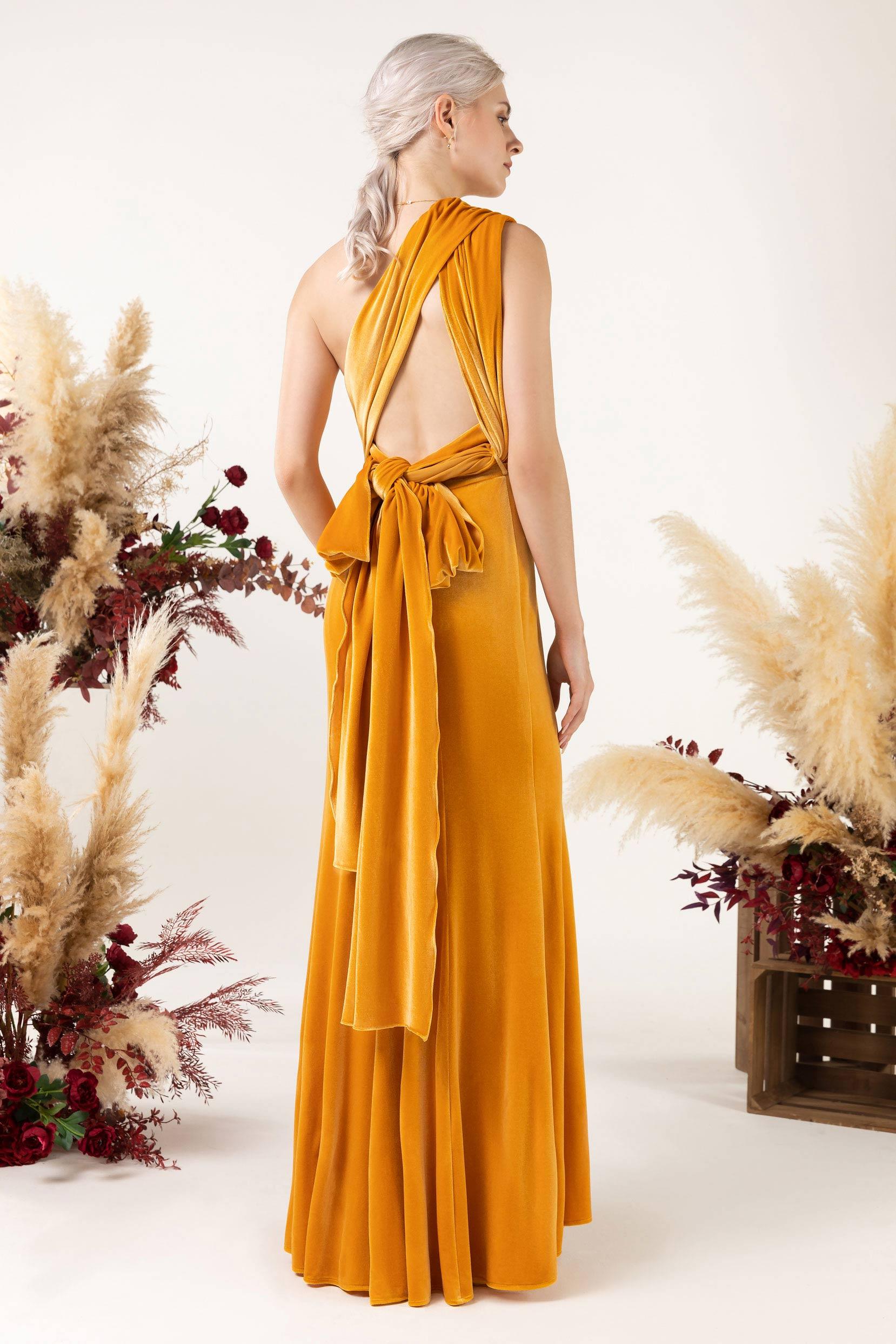 Trumpet Sweep-Brush Train Velvet Bridesmaid Dress CB0515 - COCOMELODY