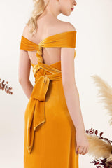 Sheath Sweep-Brush Train Velvet Bridesmaid Dress CB0516 - COCOMELODY