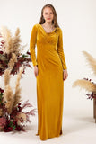 Sheath-Column Floor Length Velvet Bridesmaid Dress CB0517 - COCOMELODY