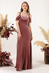 Trumpet Sweep-Brush Train Velvet Bridesmaid Dress Formal Dresses CB0526 - COCOMELODY