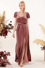 Sheath-Column Floor Length Velvet Bridesmaid Dress Formal Dresses CB0528 - COCOMELODY