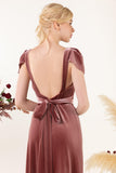 Sheath-Column Floor Length Velvet Bridesmaid Dress Formal Dresses CB0528 - COCOMELODY