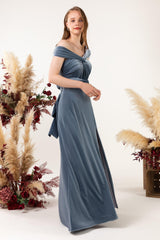 Sheath-Column Floor Length Velvet Bridesmaid Dress Formal Dresses CB0529 - COCOMELODY