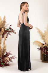 Sheath-Column Floor Length Velvet Bridesmaid Dress Formal Dresses CB0532 - COCOMELODY