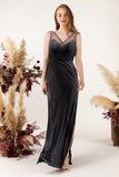 Sheath-Column Floor Length Velvet Bridesmaid Dress Formal Dresses CB0532 - COCOMELODY