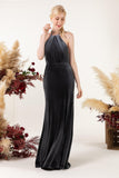 Trumpet Sweep-Brush Train Velvet Bridesmaid Dress Formal Dresses CB0534 - COCOMELODY